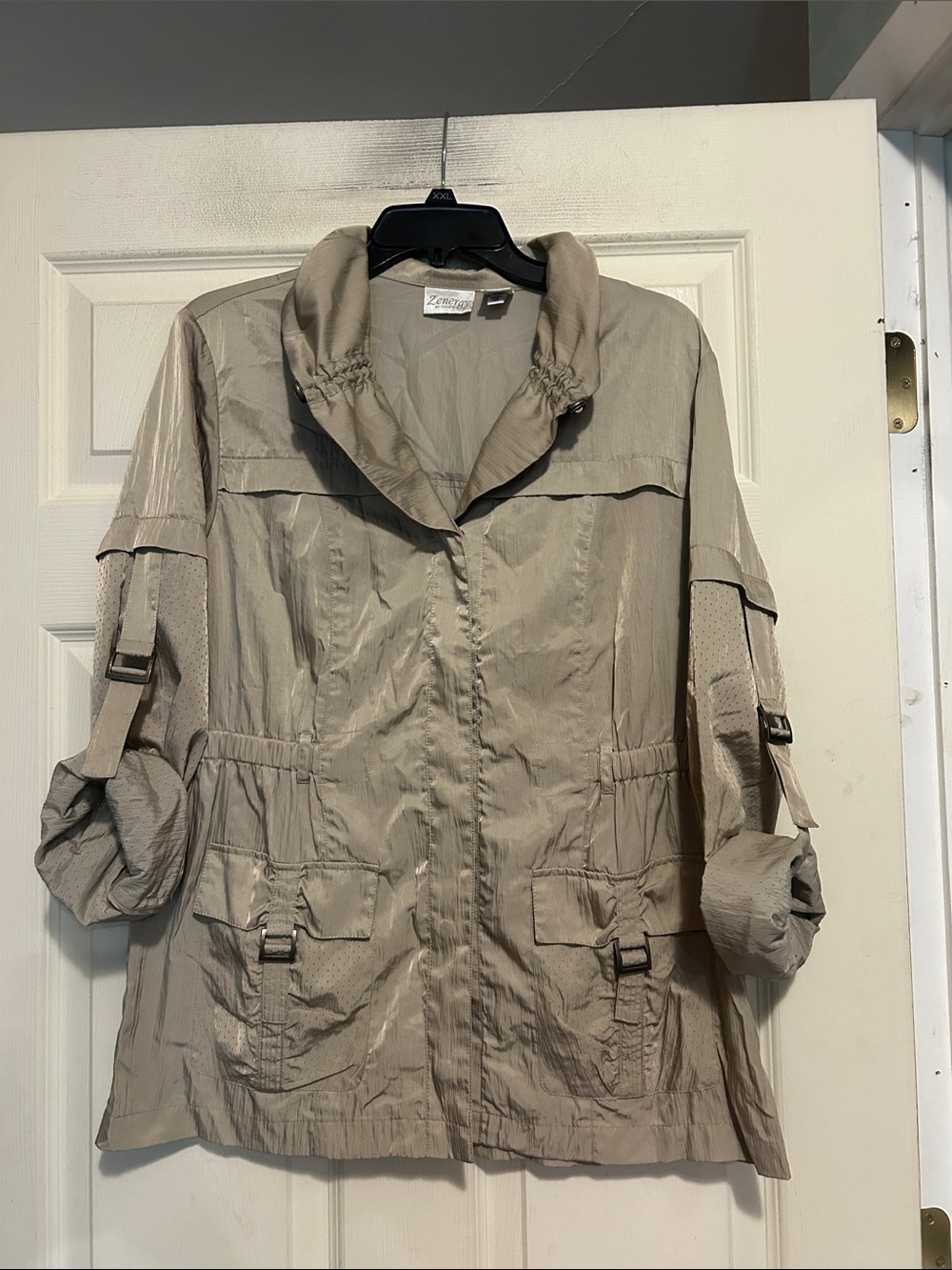Zenergy by Chico’s Lightweight Beige Utility Jacket Size 1